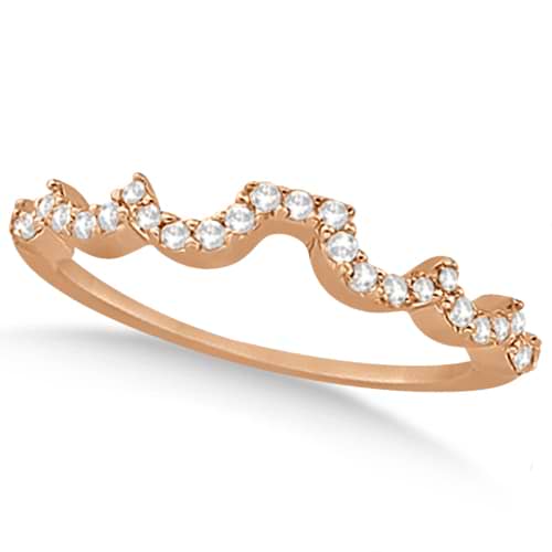 Heart Shape Contoured Diamond Wedding Ring 18k Rose Gold (0.20ct)