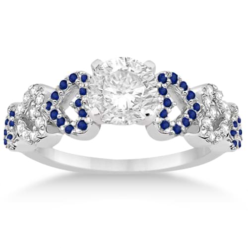 Blue Sapphire & Diamond Heart Engagement Ring 14k White Gold (0.30ct)