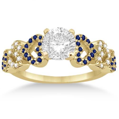 Blue Sapphire & Diamond Heart Engagement Ring 14k Yellow Gold (0.30ct)