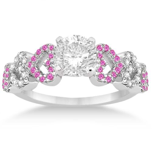 Pink Sapphire & Diamond Heart Engagement Ring 14k White Gold (0.30ct)