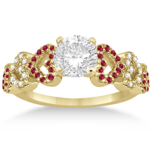Ruby & Diamond Heart Engagement Ring setting 14k Yellow Gold (0.30ct)