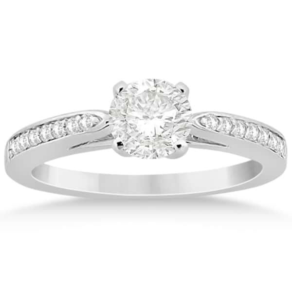 Petite Half-Eternity Diamond Engagement Ring 14k White Gold (0.14ct)