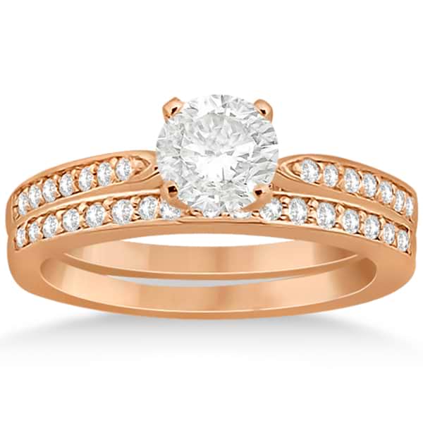 Petite Half-Eternity Diamond Bridal Set in 14k Rose Gold (0.31ct)