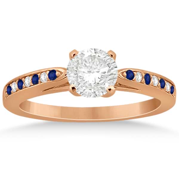 Cathedral Blue Sapphire Diamond Engagement Ring 18k Rose Gold 0.26ct