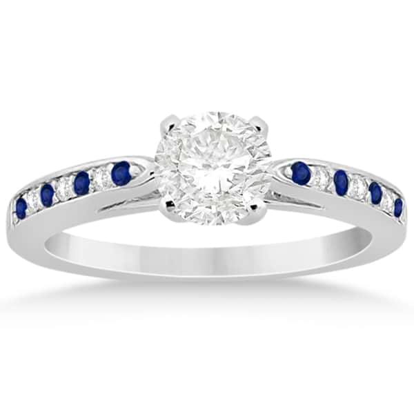 Cathedral Blue Sapphire Diamond Engagement Ring Platinum 0.26ct