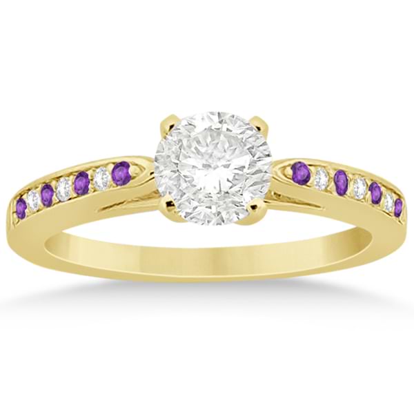 Amethyst & Diamond Engagement Ring 18k Yellow Gold 0.26ct