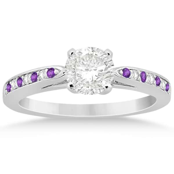 Amethyst & Diamond Engagement Ring Palladium 0.26ct