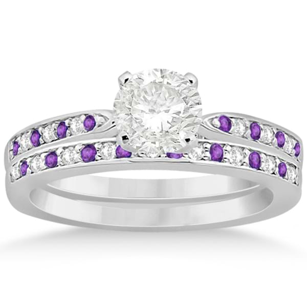 Amethyst & Diamond Engagement Ring Set Palladium (0.55ct)