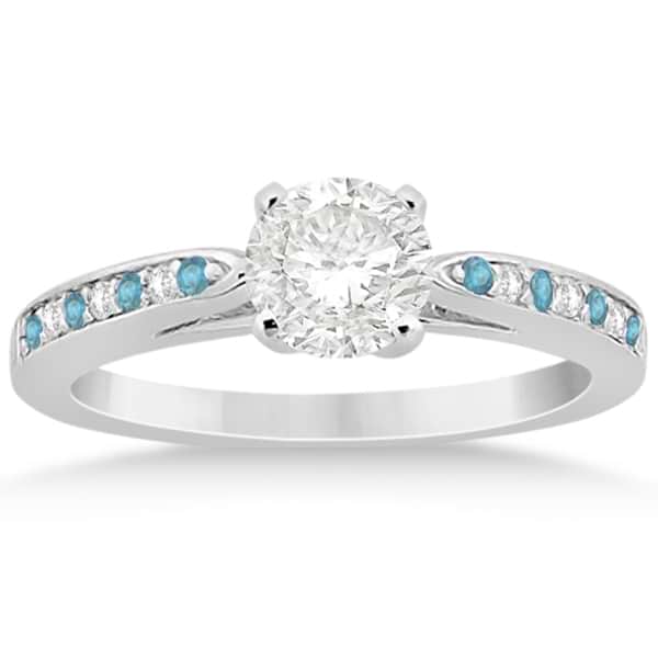 Aquamarine & Diamond Engagement Ring 14k White Gold 0.26ct