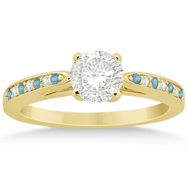 Aquamarine & Diamond Engagement Ring 14k Yellow Gold 0.26ct