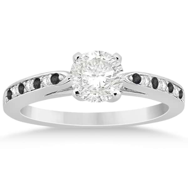 Black & White Diamond Engagement Ring 14k White Gold 0.26ct