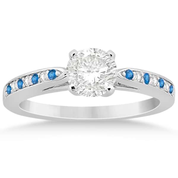 Blue Topaz & Diamond Engagement Ring 18k White Gold 0.26ct