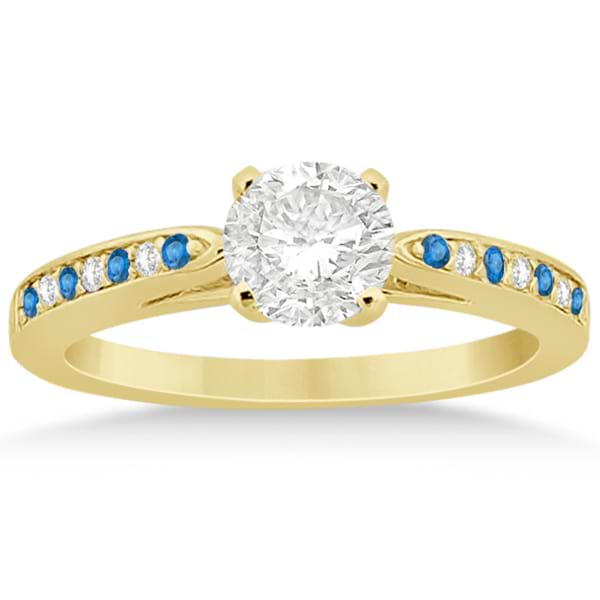 Blue Topaz & Diamond Engagement Ring 18k Yellow Gold 0.26ct