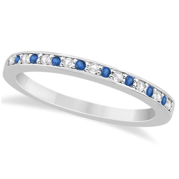 Blue Topaz & Diamond Wedding Band 14k White Gold 0.29ct - U6185