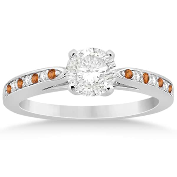 Citrine & Diamond Engagement Ring 14k White Gold 0.26ct