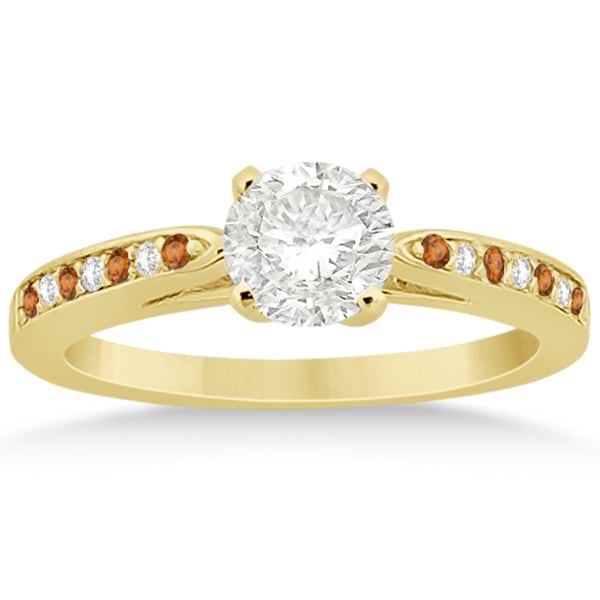 Citrine & Diamond Engagement Ring 14k Yellow Gold 0.26ct
