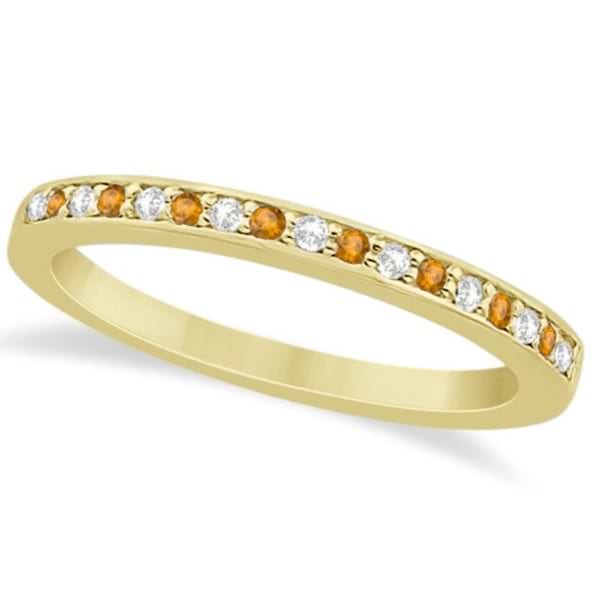 Citrine & Diamond Wedding Band 14k Yellow Gold 0.29ct