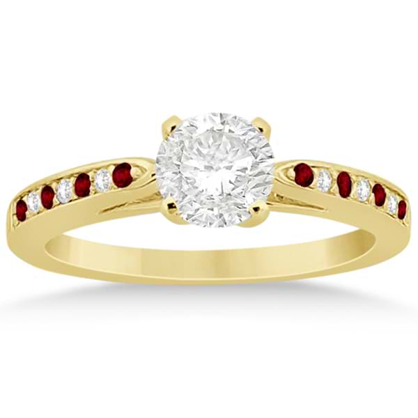 Garnet & Diamond Engagement Ring 14k Yellow Gold 0.26ct