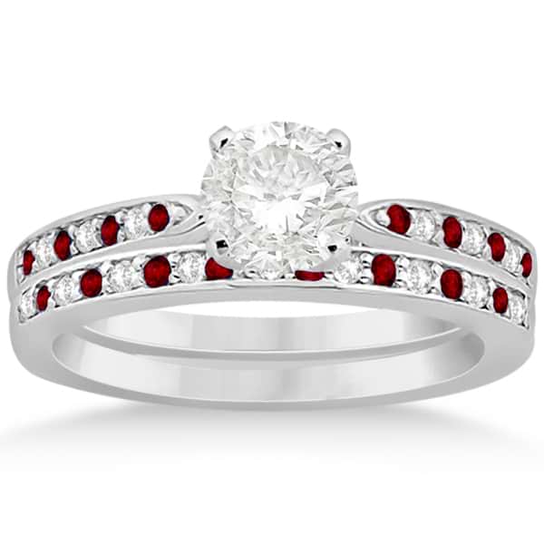 Garnet & Diamond Engagement Ring Set Palladium (0.55ct)
