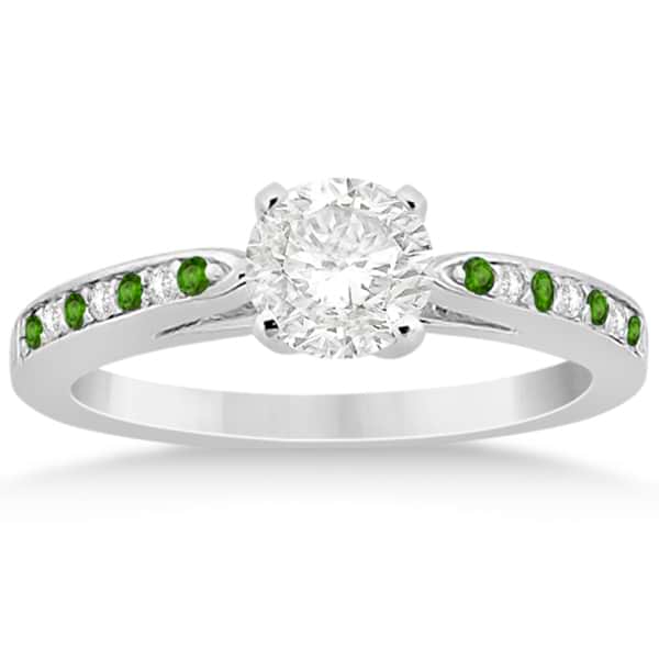 Peridot & Diamond Engagement Ring Platinum 0.26ct