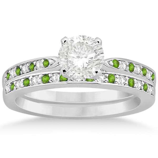 Peridot & Diamond Engagement Ring Set Palladium (0.55ct)
