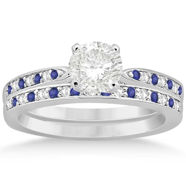 Tanzanite & Diamond Engagement Ring Set 14k White Gold (0.55ct)