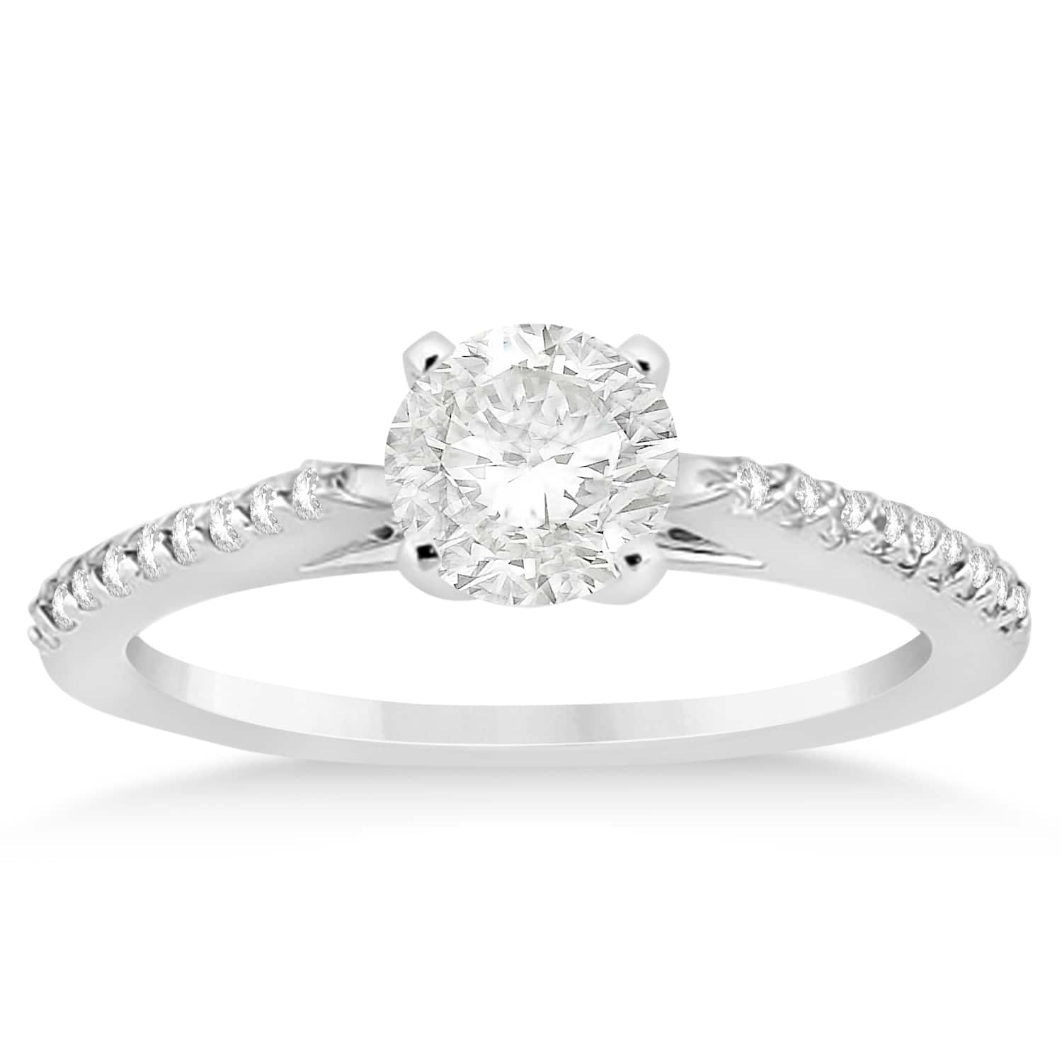 Diamond Accented Engagement Ring Setting Platinum 0.18ct