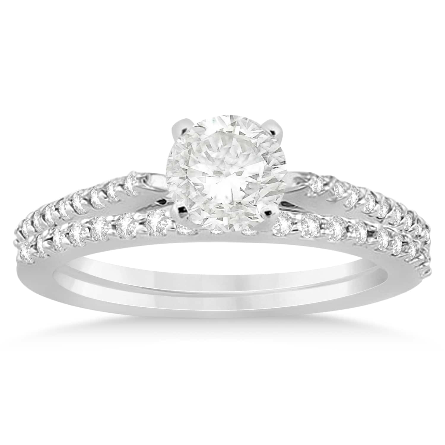 Diamond Accented Bridal Set Setting Palladium 0.37ct
