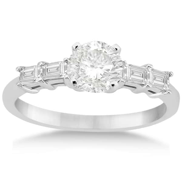 Five Stone Diamond Baguette Engagement Ring 18K White Gold (0.36ct)