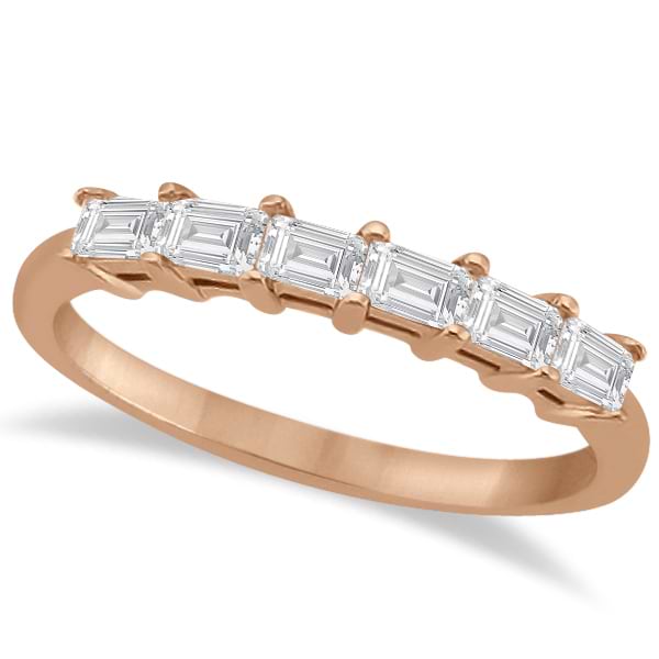 Baguette Diamond Ring Wedding Band for Women 14K Rose Gold (0.54ct)