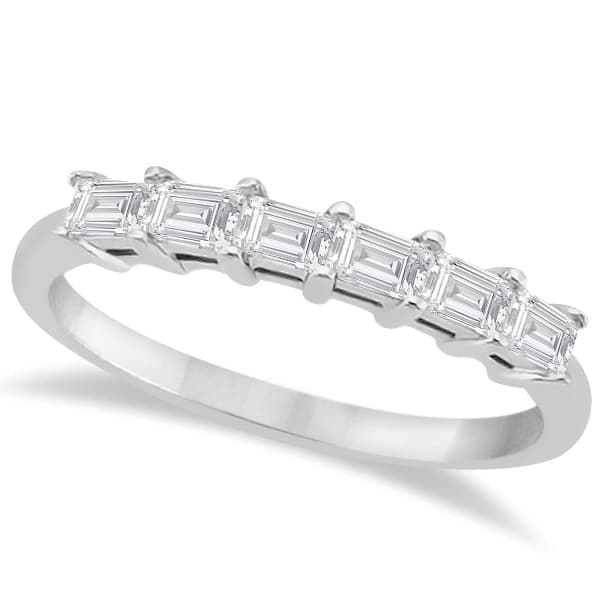 Baguette Diamond Ring Wedding Band for Women 18K White Gold (0.54ct)