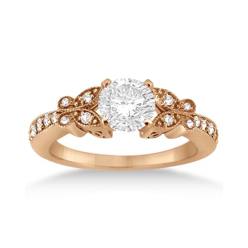 Butterfly Diamond Engagement Ring Setting 18k Rose Gold (0.20ct)