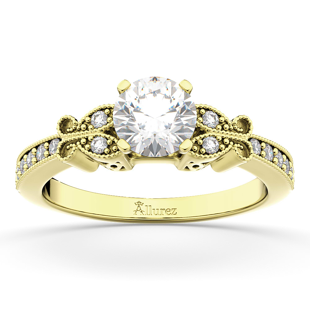 Butterfly Lab Grown Diamond Engagement Ring Setting 14k Yellow Gold (0.20ct)