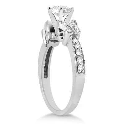 Princess Diamond Butterfly Design Bridal Ring Set 14k White Gold (2.21ct)