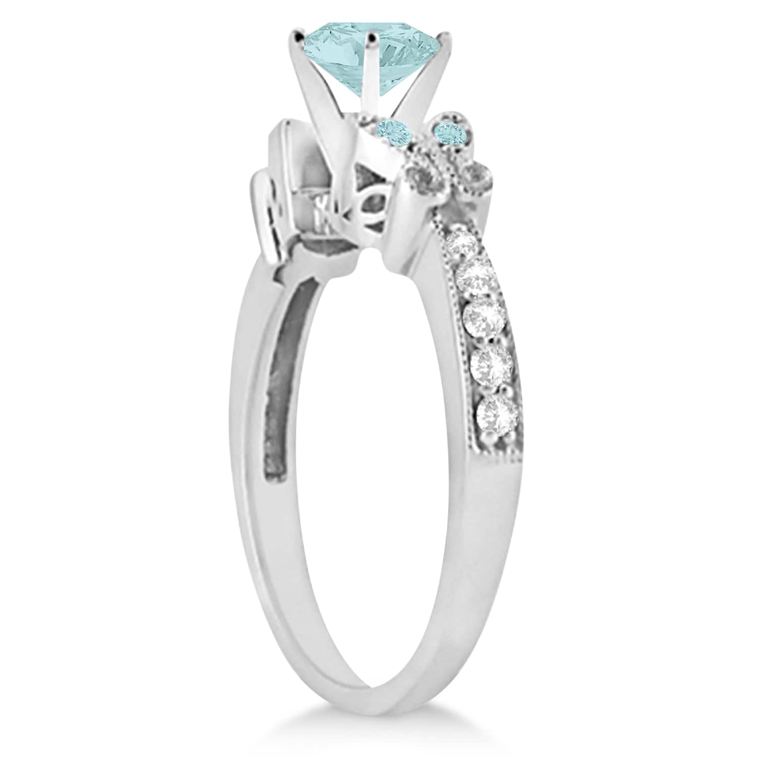 Preset Butterfly Aquamarine & Diamond Engagement Ring 18K White Gold (1.83ct)