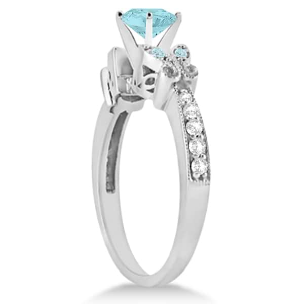Preset Butterfly Aquamarine & Diamond Bridal Set Palladium (1.45ct)
