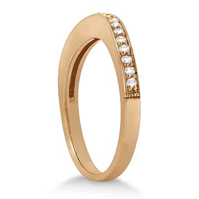 Curved Diamond Wedding Band 14k Rose Gold (0.22ct)