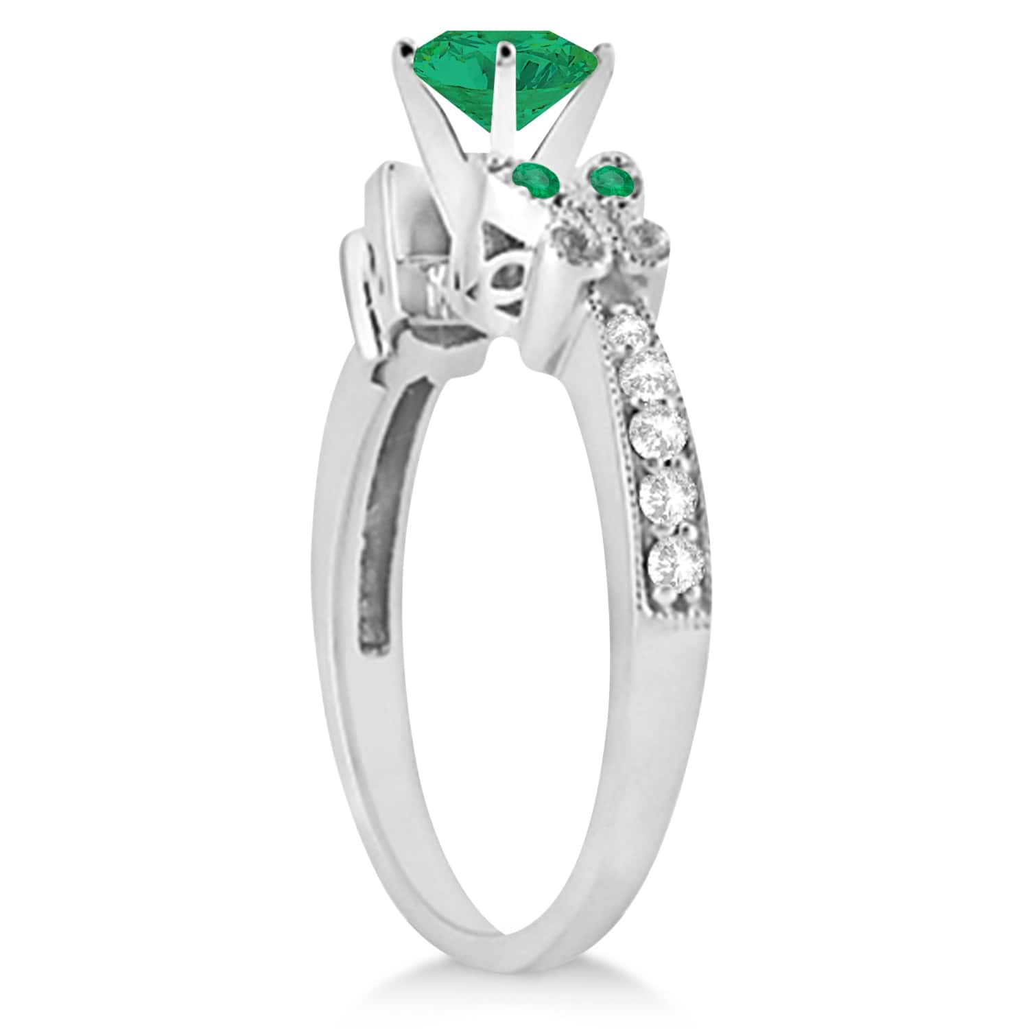 Butterfly Genuine Emerald & Diamond Bridal Set Palladium (2.13ct)