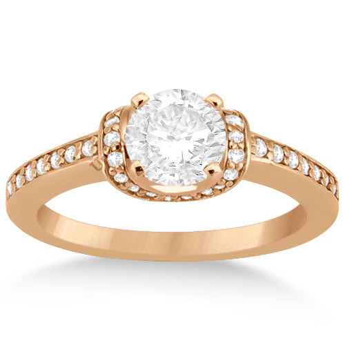 Petite Diamond Engagement Ring Ribbon Design 14k Rose Gold (0.25ct)