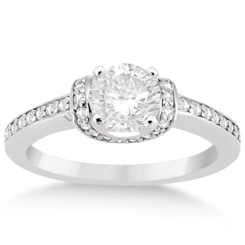Petite Diamond Engagement Ring Ribbon Design 14k White Gold (0.25ct)