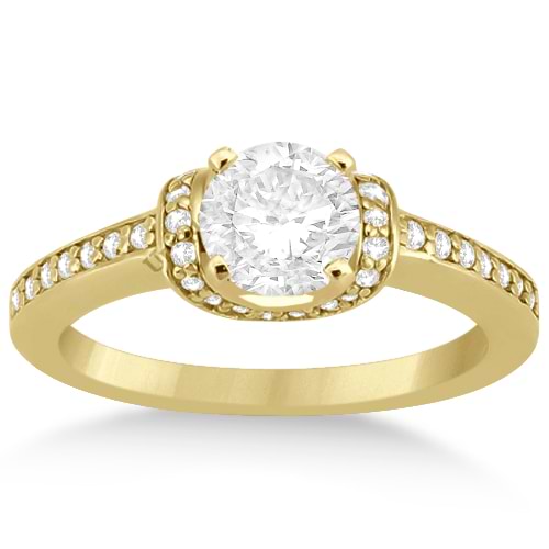 Petite Diamond Engagement Ring Ribbon Design 14k Yellow Gold (0.25ct)