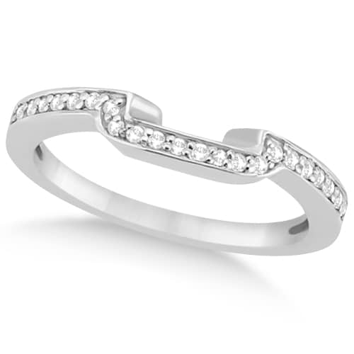 Contour Diamond Wedding Band Ribbon Ring 14k White Gold (0.15ct)