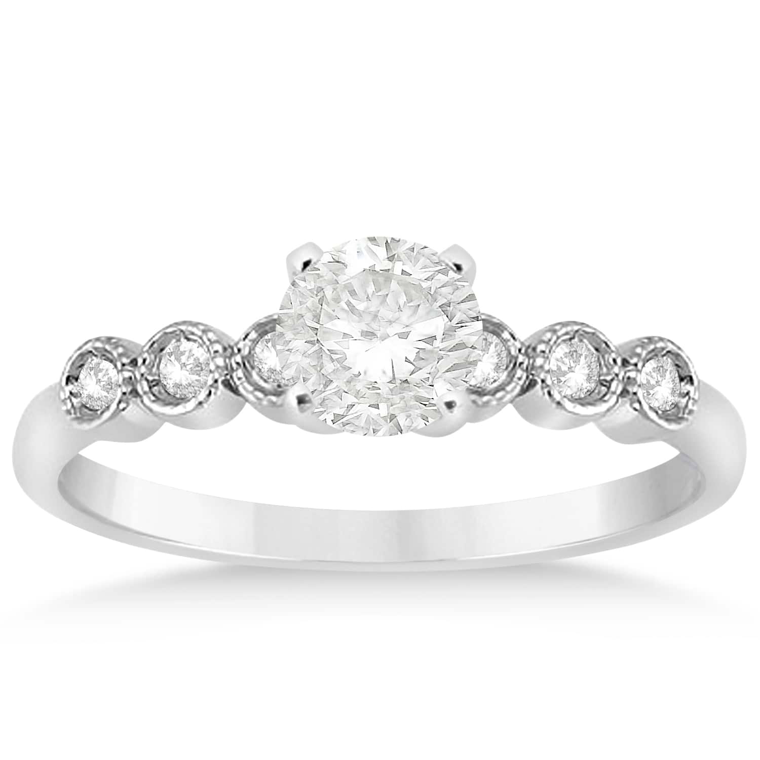 Diamond Bezel Set Engagement Ring Setting 14k White Gold (0.09ct)