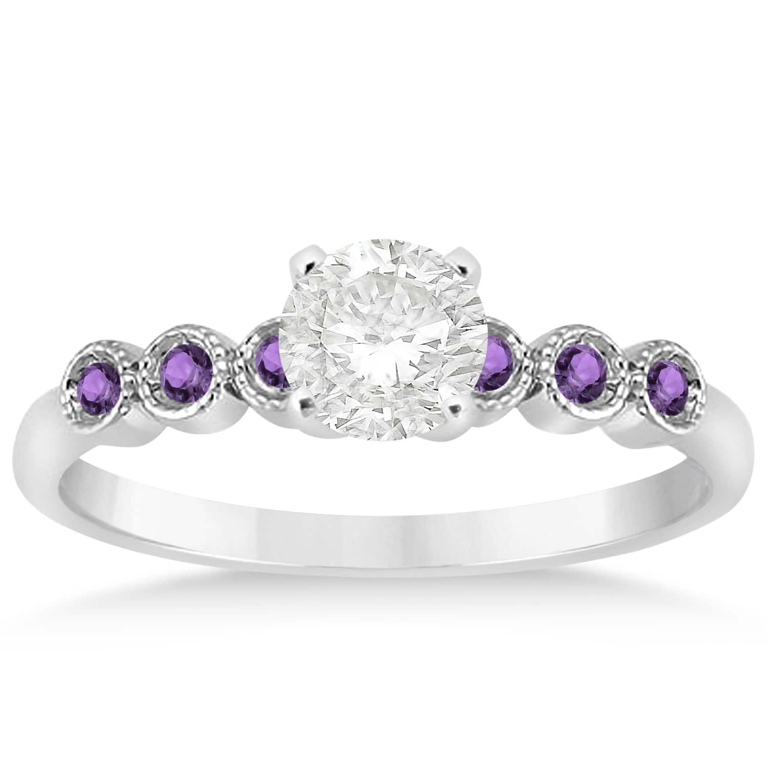 Amethyst Bezel Set Engagement Ring Setting Platinum 0.09ct