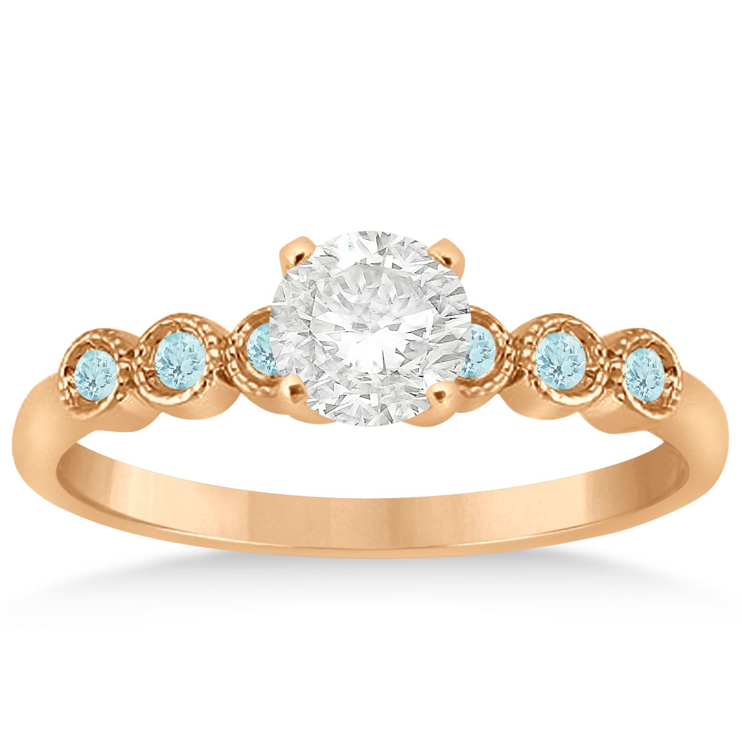 Aquamarine Bezel Set Engagement Ring Setting 18k Rose Gold 0.09ct