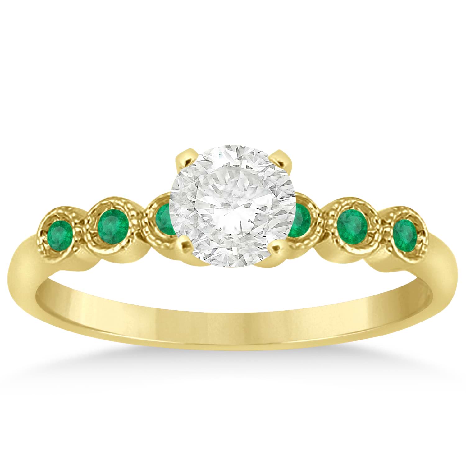 Emerald Bezel Set Engagement Ring Setting 18k Yellow Gold 0.09ct