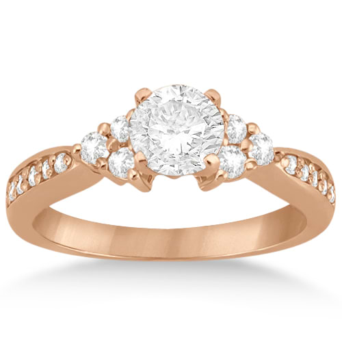 Diamond Floral Engagement Ring Setting 14k Rose Gold (0.28ct)