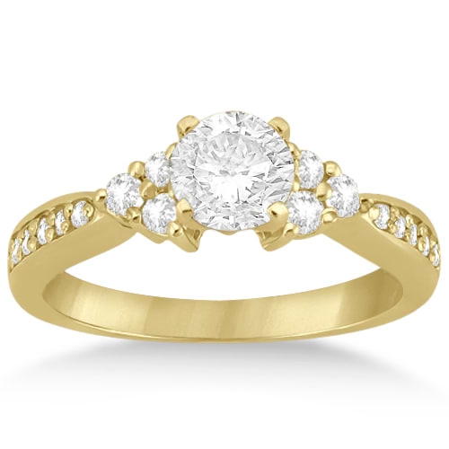 Diamond Floral Engagement Ring Setting 18k Yellow Gold (0.28ct)