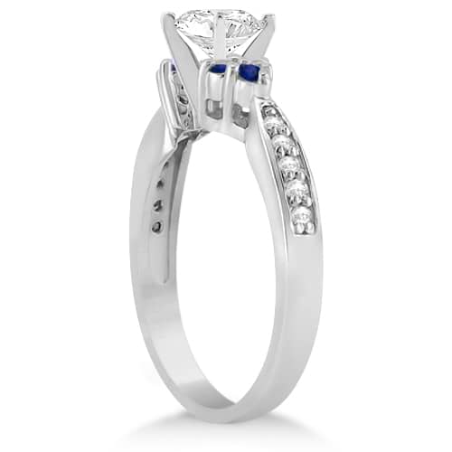 Floral Diamond & Blue Sapphire Bridal Set in 14k White Gold (1.00ct)