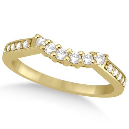 Floral Contour Band Diamond Wedding Ring 18k Yellow Gold (0.28ct)